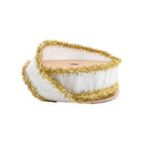 1" Wired Dupioni Ribbon | Ivory w/ Gold Tinsel Edging | 10 Yard Roll