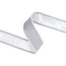 1" Wired Dupioni Ribbon | Silver w/ Metallic Fused Backing | 10 Yard Roll