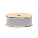 1" Wired Dupioni Ribbon | Silver w/ Metallic Fused Backing | 10 Yard Roll