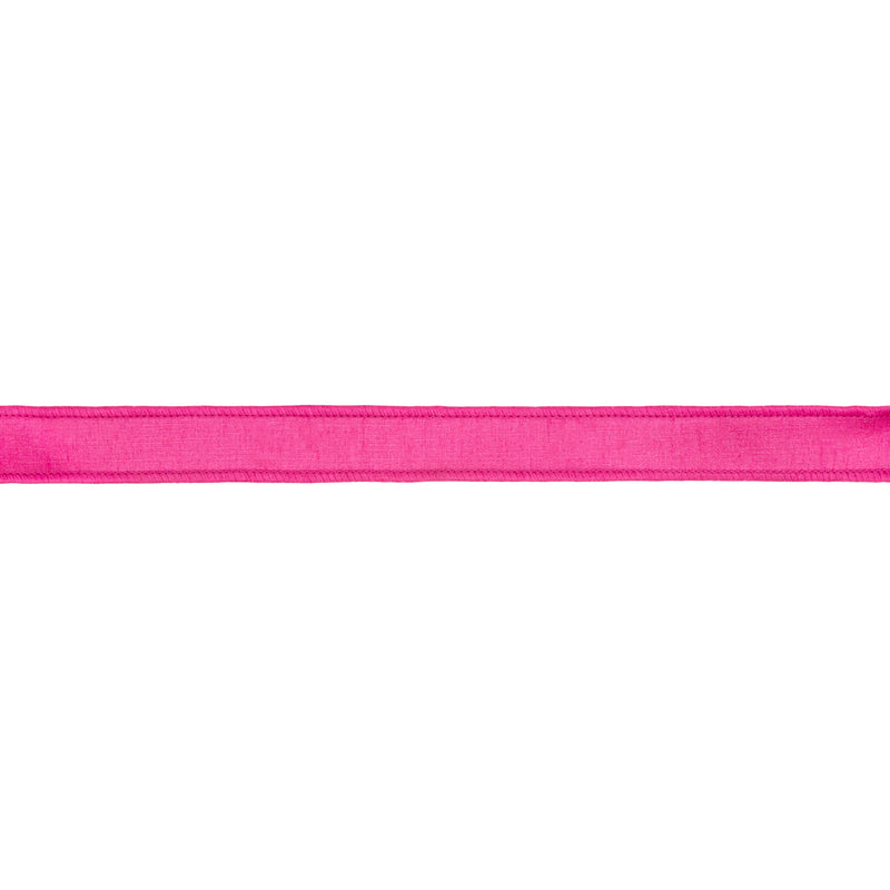 1" Wired Dupioni Ribbon | Hot Pink w/ Metallic Fused Backing | 10 Yard Roll