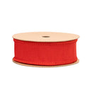 1" Wired Dupioni Ribbon | Red w/ Metallic Fused Backing | 10 Yard Roll