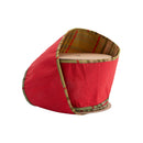 4" Wired Dupioni Ribbon | Red w/ Moss Plaid Piping and Backing | 10 Yard Roll