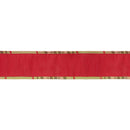 2 1/2" Wired Dupioni Ribbon | Red w/ Moss Plaid Piping and Backing | 10 Yard Roll