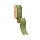 1" Wired Dupioni Ribbon | Moss w/ Gold Metallic Fused Backing | 10 Yard Roll