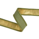 1" Wired Dupioni Ribbon | Moss w/ Gold Metallic Fused Backing | 10 Yard Roll
