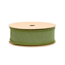 1" Wired Dupioni Ribbon | Moss w/ Gold Metallic Fused Backing | 10 Yard Roll