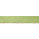 2 1/2" Wired Reversible Dupioni Ribbon | Moss w/ Moss Plaid Piping and Backing | 10 Yard Roll