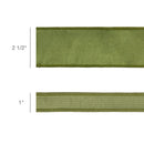 2 1/2" Wired Dupioni Ribbon | Moss w/ Gold Metallic Fused Backing | 10 Yard Roll
