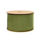 2 1/2" Wired Dupioni Ribbon | Moss w/ Gold Metallic Fused Backing | 10 Yard Roll