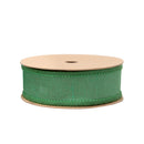 1" Wired Dupioni Ribbon | Christmas Green w/ Metallic Fused Backing | 10 Yard Roll