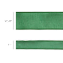 2 1/2" Wired Dupioni Ribbon | Christmas Green w/ Metallic Fused Backing | 10 Yard Roll