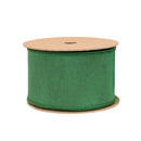 2 1/2" Wired Dupioni Ribbon | Christmas Green w/ Metallic Fused Backing | 10 Yard Roll
