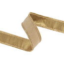 1" Wired Ribbon | Gold Dupion w/ Metallic-Fused Backing | 10 Yard Roll