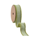 1" Wired Woven Jacquard Ribbon | Green/White w/ Green Backing | 10 Yard Roll