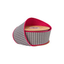 2 1/2" Checkered Wired Ribbon | Black/White Small Check w/ Pink Backing | 10 Yard Roll