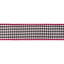2 1/2" Checkered Wired Ribbon | Black/White Small Check w/ Pink Backing | 10 Yard Roll