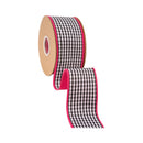 2 1/2" Checkered Wired Ribbon | Black/White Small Check w/ Pink Backing | 10 Yard Roll