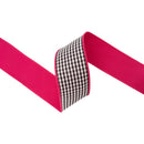 2 1/2" Checkered Wired Ribbon | Black/White Small Check w/ Pink Backing | 10 Yard Roll