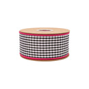 2 1/2" Checkered Wired Ribbon | Black/White Small Check w/ Pink Backing | 10 Yard Roll