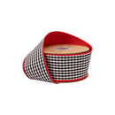 2 1/2" Checkered Wired Ribbon | Black/White Small Check w/ Red Backing | 10 Yard Roll