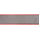 2 1/2" Checkered Wired Ribbon | Black/White Small Check w/ Red Backing | 10 Yard Roll