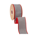 2 1/2" Checkered Wired Ribbon | Black/White Small Check w/ Red Backing | 10 Yard Roll