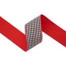 2 1/2" Checkered Wired Ribbon | Black/White Small Check w/ Red Backing | 10 Yard Roll