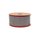 2 1/2" Checkered Wired Ribbon | Black/White Small Check w/ Red Backing | 10 Yard Roll