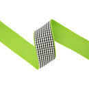 2 1/2" Checkered Wired Ribbon | Black/White Small Check w/ Green Backing | 10 Yard Roll