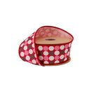 2 1/2" Wired Dupioni Ribbon | Colorful Chocolate Dots w/Pink Backing | 10 Yard Roll