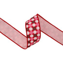 2 1/2" Wired Dupioni Ribbon | Colorful Chocolate Dots w/Pink Backing | 10 Yard Roll