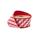 2 1/2" Wired Dupioni Ribbon | Bias Cut Pink and Red Lattice Plaid w/ Red Backing | 10 Yard Roll