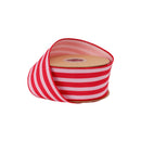 2 1/2" Wired Ribbon | Red/Pink Vertical Stripe w/ Pink Backing | 10 Yard Roll