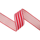 2 1/2" Wired Ribbon | Red/Pink Vertical Stripe w/ Pink Backing | 10 Yard Roll