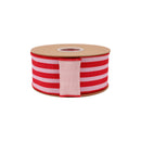 2 1/2" Wired Ribbon | Red/Pink Vertical Stripe w/ Pink Backing | 10 Yard Roll