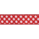 2 1/2" Wired Dupioni Ribbon | Bias Cut Pink and Red Lattice Plaid w/ Red Backing | 10 Yard Roll