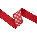 2 1/2" Wired Dupioni Ribbon | Bias Cut Pink and Red Lattice Plaid w/ Red Backing | 10 Yard Roll