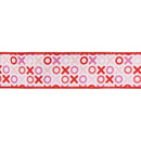 2 1/2" Wired Dupioni Ribbon | XOXO on White w/ Red Backing | 10 Yard Roll