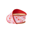 2 1/2" Wired Dupioni Ribbon | XOXO on White w/ Red Backing | 10 Yard Roll
