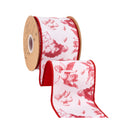 4" Wired Velvet Ribbon | Mixed Romantic Icons w/ Red Backing | 10 Yard Roll