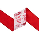 4" Wired Velvet Ribbon | Mixed Romantic Icons w/ Red Backing | 10 Yard Roll
