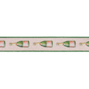 1 1/2" Wired Dupioni Ribbon | Champagne Bottles on Pale Pink w/ Green Backing | 10 Yard Roll