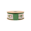 1 1/2" Wired Dupioni Ribbon | Champagne Bottles on Pale Pink w/ Green Backing | 10 Yard Roll