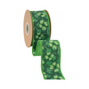 2 1/2" Wired Dupioni Ribbon | Clovers w/ Green Backing | 10 Yard Roll