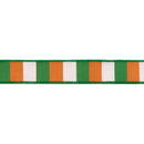 1 1/2" Wired Dupioni Ribbon | Green/White/Orange Wide Horizontal Stripe on White w/ Orange Backing | 10 Yard Roll