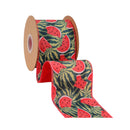 4" Wired Dupioni Ribbon | Watermelon Patch w/ Watermelon-colored Backing | 10 Yard Roll