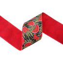 4" Wired Dupioni Ribbon | Watermelon Patch w/ Watermelon-colored Backing | 10 Yard Roll