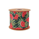4" Wired Dupioni Ribbon | Watermelon Patch w/ Watermelon-colored Backing | 10 Yard Roll
