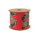 4" Wired Dupioni Ribbon | Watermelon Patch w/ Watermelon-colored Backing | 10 Yard Roll
