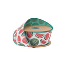 2 1/2" Wired Dupioni Ribbon | Random Watermelon Print w/ Green Backing | 10 Yard Roll